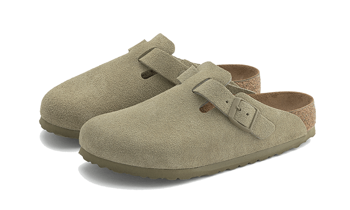 Birkenstock Boston Suede Leather Faded Khaki - 1025788